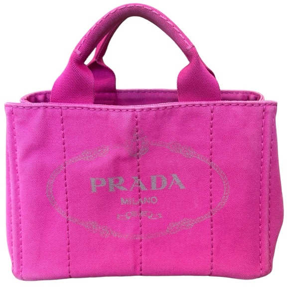 Prada Canapa Canvas Medium Tote Bag Hot Pink - Picture 2 of 15